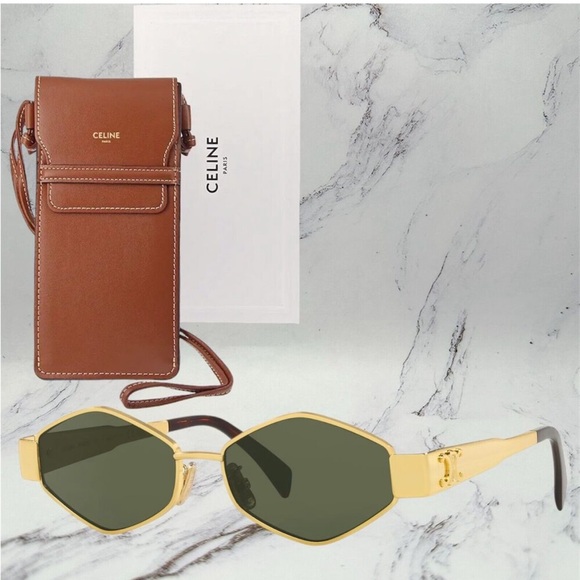 NWT Celine Hexagon Metal Triomphe 54MM Geometric Sunglasses - Picture 1 of 13